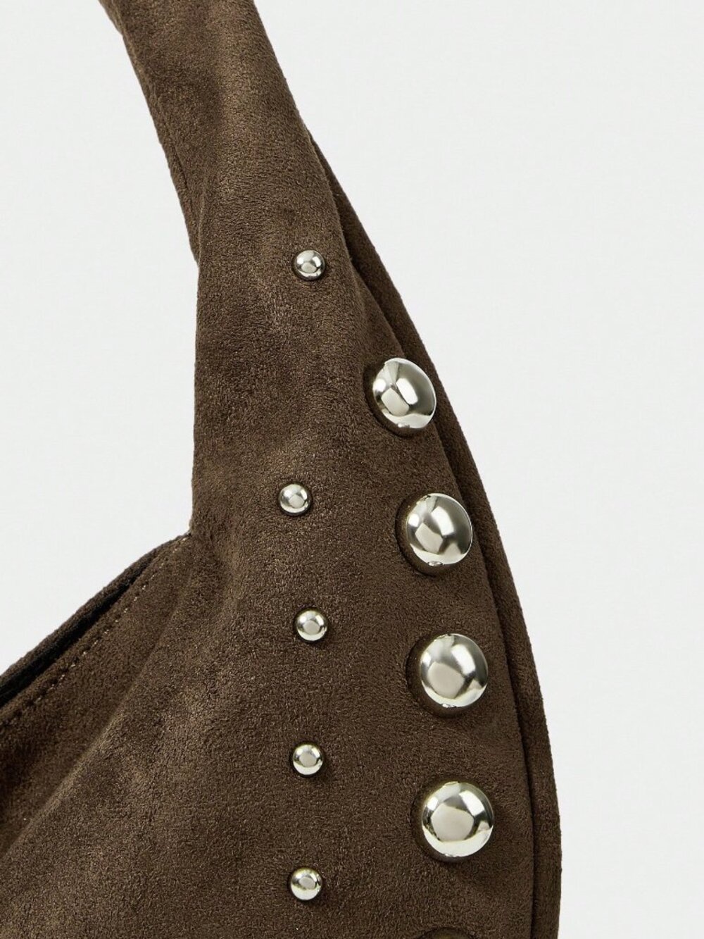 Coffee Brown Casual Women's Studded Shoulder Bag - Picture 4 of 6